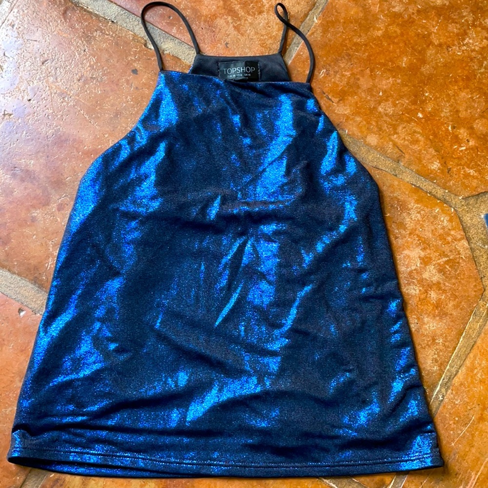 Top Shop blue sparkly tank top